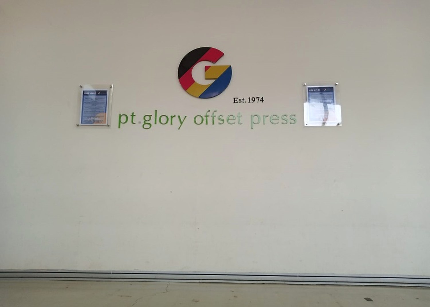 pt.glory offset press signage, established 1974